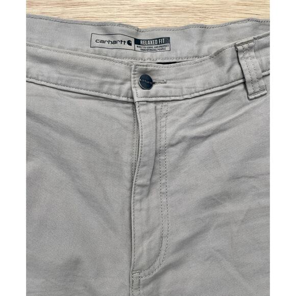 CARHARTT Carpenter Short Rugged Flex Relaxed Fit Canvas Workwear Men Gray SZ 38" - Picture 2 of 5